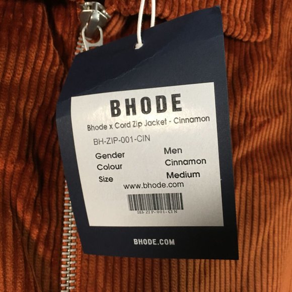 Bhode x Brisbane Moss Cord Full Zip Jacket, Men's Size M - Cinnamon - Picture 8 of 13